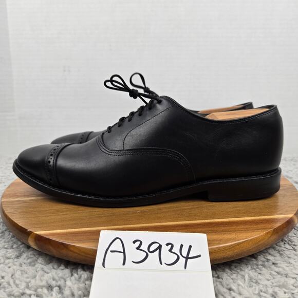 Allen Edmonds Mens 8.5D Fifth Avenue Black Cap Toe Brogue Oxford Dress Shoe - Picture 1 of 13